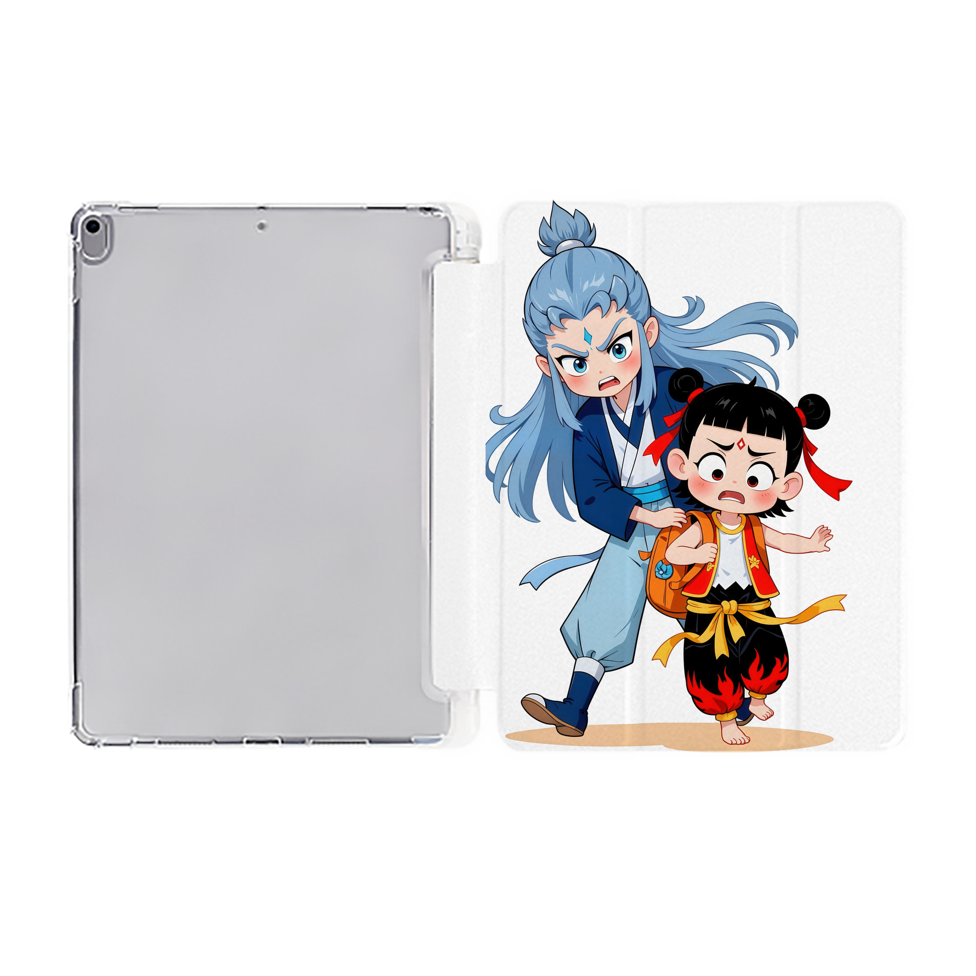 （画像用） Ne Zha 2 ナタ 魔童の大暴れ IPad ケース ペン収納付き 三つ折りスタンド PUレザー×シリコン 対応機種9.5/10.5/10.9インチ